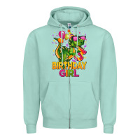 Seafoam 3rd birthday girl t rex pink Zipper Hoodie - CowGirlArtShop