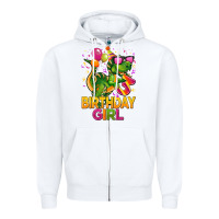 White 3rd birthday girl t rex pink Zipper Hoodie - CowGirlArtShop