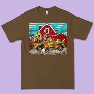 Western Truck Farm Animals Mousepad Premium Tee Designed By Barkaloodesign