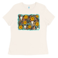 Bone cow skull sunflower background Ladies Tee - AdoDesignShop
