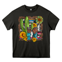 Asphalt western cactus with cowboy boots and sunflowers Heavy Core Tee - Artiststas