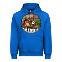 Cobalt elk buck deer christmas Urban Hoodie - LillyAllenDesigns