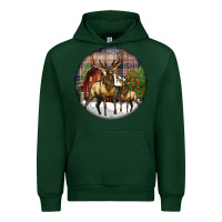 Forest Green elk buck deer christmas Urban Hoodie - LillyAllenDesigns
