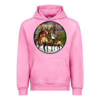 Fuchsia Pink elk buck deer christmas Urban Hoodie - LillyAllenDesigns