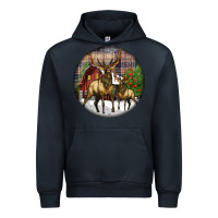 Navy elk buck deer christmas Urban Hoodie - LillyAllenDesigns