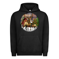 Pigment Black elk buck deer christmas Urban Hoodie - LillyAllenDesigns