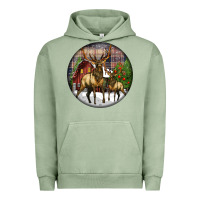 Pigment Oil Green elk buck deer christmas Urban Hoodie - LillyAllenDesigns