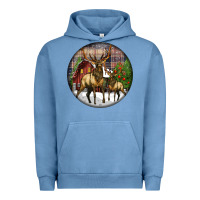 Pigment Pebble Blue elk buck deer christmas Urban Hoodie - LillyAllenDesigns