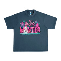 Midnight Navy hello winter pink snowman Urban Heavy Tee - MaliasSmallBusiness