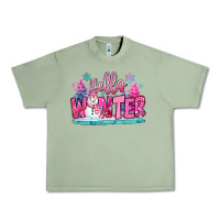Oil Green hello winter pink snowman Urban Heavy Tee - MaliasSmallBusiness