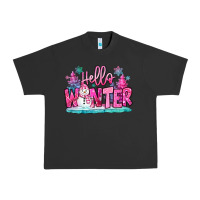 Pigment Black hello winter pink snowman Urban Heavy Tee - MaliasSmallBusiness
