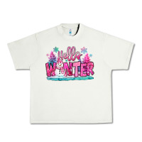 Pistachio hello winter pink snowman Urban Heavy Tee - MaliasSmallBusiness