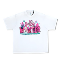 White hello winter pink snowman Urban Heavy Tee - MaliasSmallBusiness