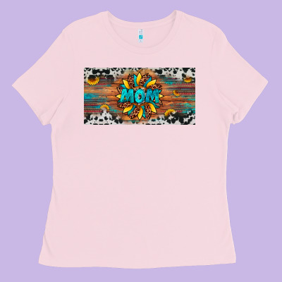 Leopard Sunflower Mom License Plate Ladies Tee Designed By Artiststas