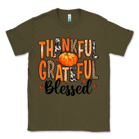 Army Green Thankful Grateful Blessed Classic Tee - MaliasSmallBusiness