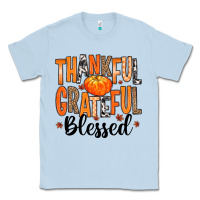 Dusty Blue Thankful Grateful Blessed Classic Tee - MaliasSmallBusiness