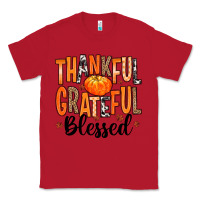 Red Thankful Grateful Blessed Classic Tee - MaliasSmallBusiness