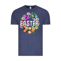 Vintage Denim Easter with eggs and daisy Vintage Tee - NancyCooperArtShop