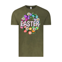 Vintage Olive Easter with eggs and daisy Vintage Tee - NancyCooperArtShop