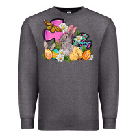 Charcoal Heather Easter rabbits and cross Premium Sweatshirt - OliviaCreatesArt