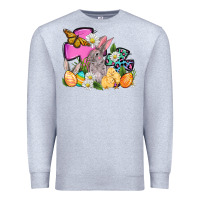 Heather Grey Easter rabbits and cross Premium Sweatshirt - OliviaCreatesArt