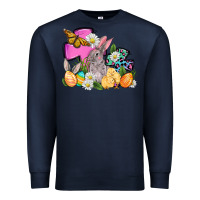 Navy Easter rabbits and cross Premium Sweatshirt - OliviaCreatesArt