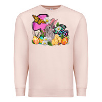Pale Pink Easter rabbits and cross Premium Sweatshirt - OliviaCreatesArt