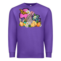 Purple Easter rabbits and cross Premium Sweatshirt - OliviaCreatesArt
