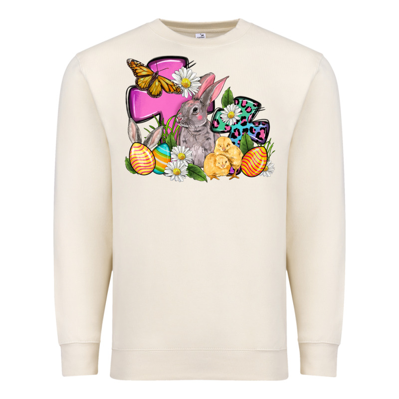 Easter Rabbits And Cross Premium Sweatshirt by OliviaCreatesArt | Teevron
