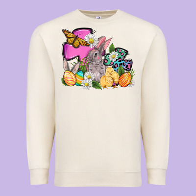 Easter Rabbits And Cross Premium Sweatshirt Designed By Oliviacreatesart
