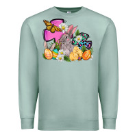 Seafoam Easter rabbits and cross Premium Sweatshirt - OliviaCreatesArt