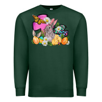 Sports Green Easter rabbits and cross Premium Sweatshirt - OliviaCreatesArt