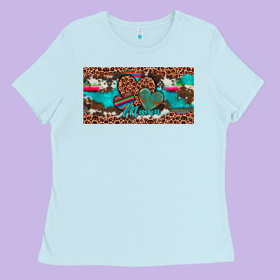Hearts Mama License Plate Ladies Tee Designed By Artiststas