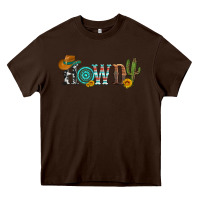 Chocolate Brown howdy with cowboy hat and cactus Heavy Core Tee - Artiststas