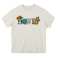Cream howdy with cowboy hat and cactus Heavy Core Tee - Artiststas