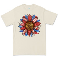 Bone American Flag Sunflower Premium Tee - LillyAllenDesigns