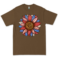 Cacao American Flag Sunflower Premium Tee - LillyAllenDesigns