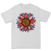 Dove Grey American Flag Sunflower Premium Tee - LillyAllenDesigns