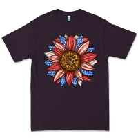 Plum American Flag Sunflower Premium Tee - LillyAllenDesigns