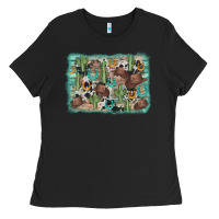 Black cactus cowboy hat background Ladies Tee - AdoDesignShop