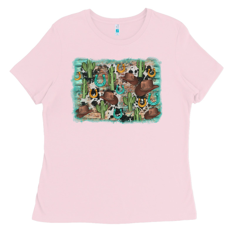 Cactus Cowboy Hat Background Ladies Tee by AdoDesignShop | Teevron