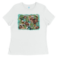 White cactus cowboy hat background Ladies Tee - AdoDesignShop