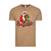 Believe Black Santa Christmas Vintage Tee | Teevron