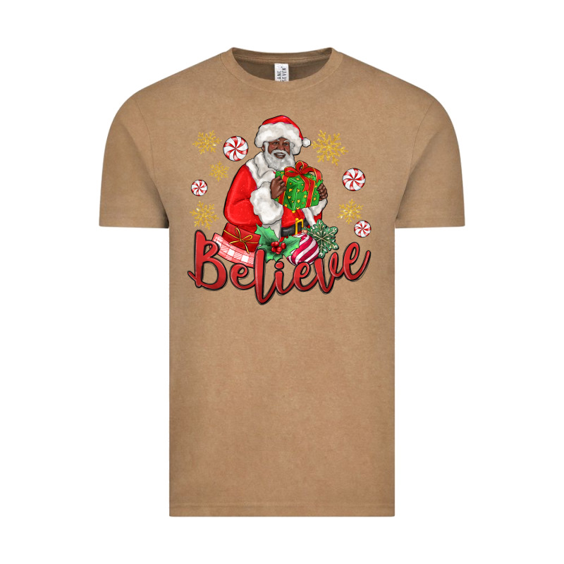 Believe Black Santa Christmas Vintage Tee by MaliasSmallBusiness | Teevron