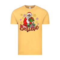 Vintage Mustard believe black santa christmas Vintage Tee - MaliasSmallBusiness
