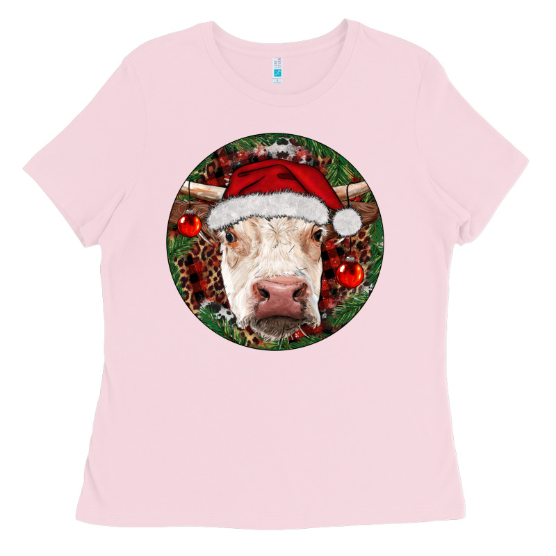 Hereford Cow Christmas Ladies Tee by RanaPortraitStore | Teevron