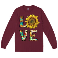 Burgundy western love with sunflower Long Sleeve Tee - Artiststas