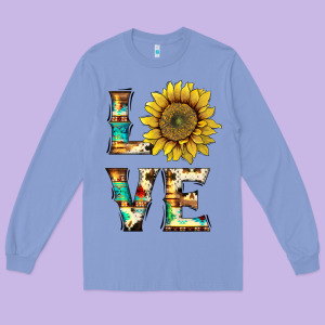 Western Love With Sunflower Long Sleeve Tee Designed By Artiststas