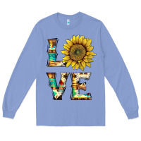Colony Blue western love with sunflower Long Sleeve Tee - Artiststas