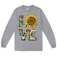 Heather Grey western love with sunflower Long Sleeve Tee - Artiststas